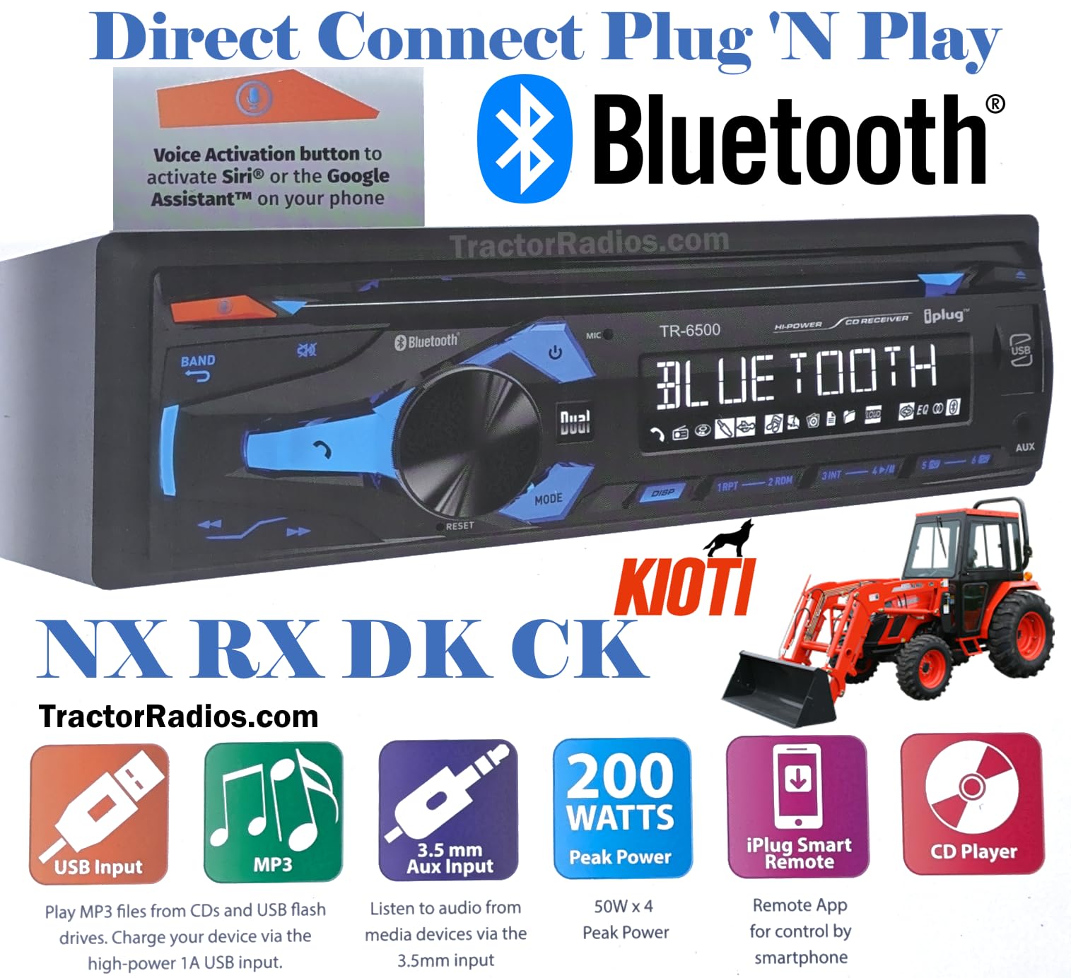Amazon.com: KIOTI Tractor Direct Plug N Play Bluetooth CD AM FM